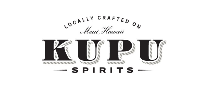 Logo reads 'Locally Crafted on Maui, Hawaii Kupu Spirits' in black text on white background.