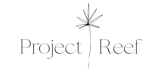 Project Reef logo with minimalist plant graphic between words.