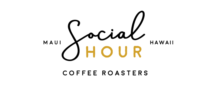 Logo: 'Social Hour Coffee Roasters' with 'Maui' and 'Hawaii' above.