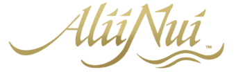 Stylized 'Alii Nui' text with 'Maui' below in gold and white.