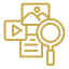 Icon of a magnifying glass over images and text, symbolizing search functionality.