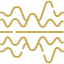 Yellow waveforms with a horizontal line across on a black background.